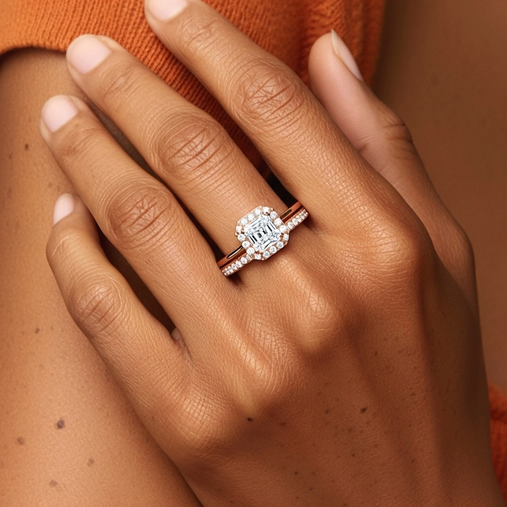 Antique Asscher 1.00ct Moissanite Bridal Set