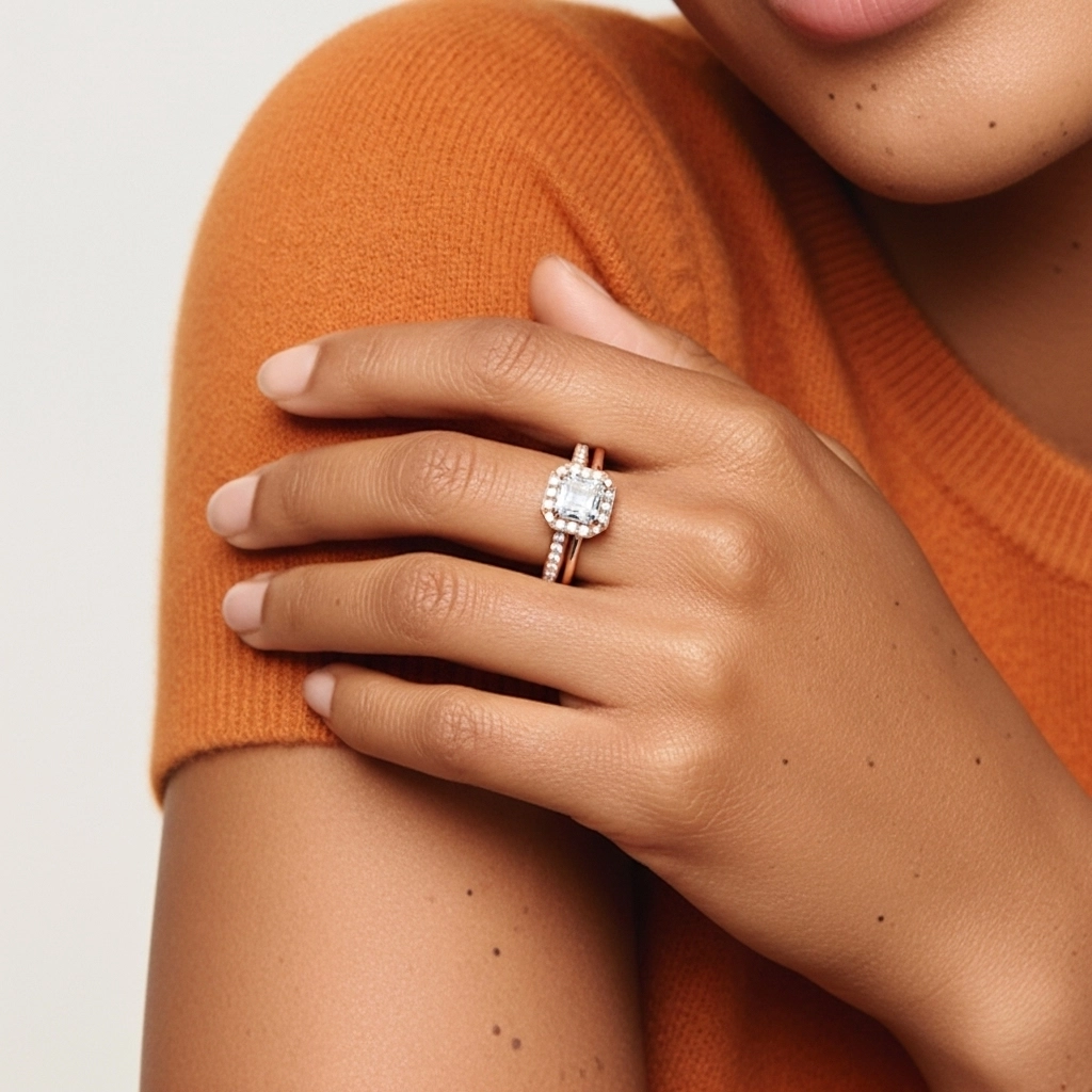 Antique Asscher 1.00ct Moissanite Bridal Set