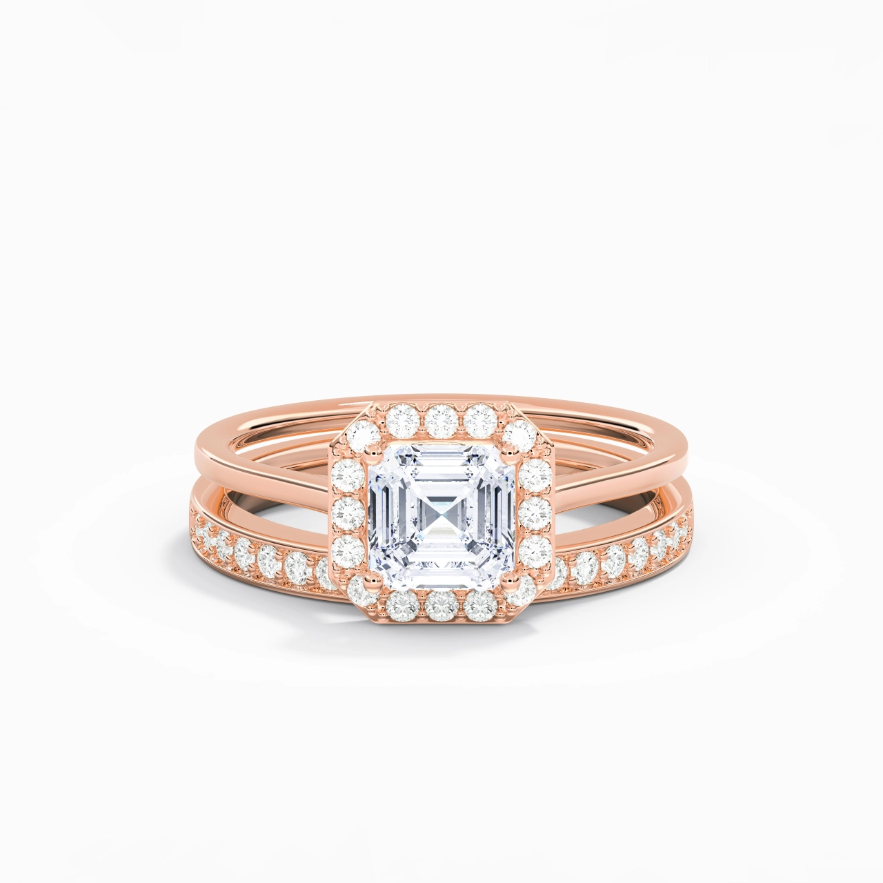 Antique Asscher 1.00ct Moissanite Bridal Set