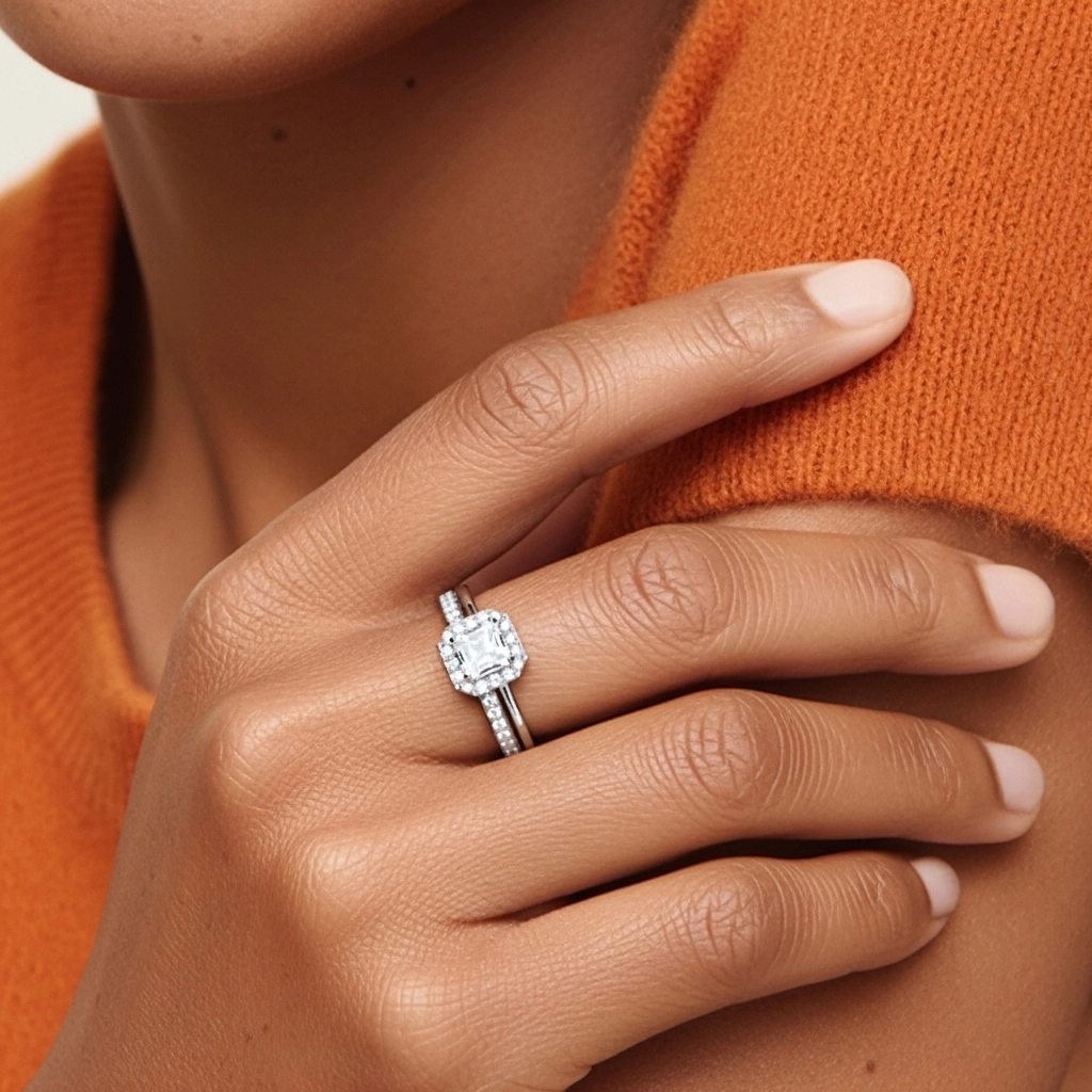 Antique Asscher 1.00ct Moissanite Bridal Set