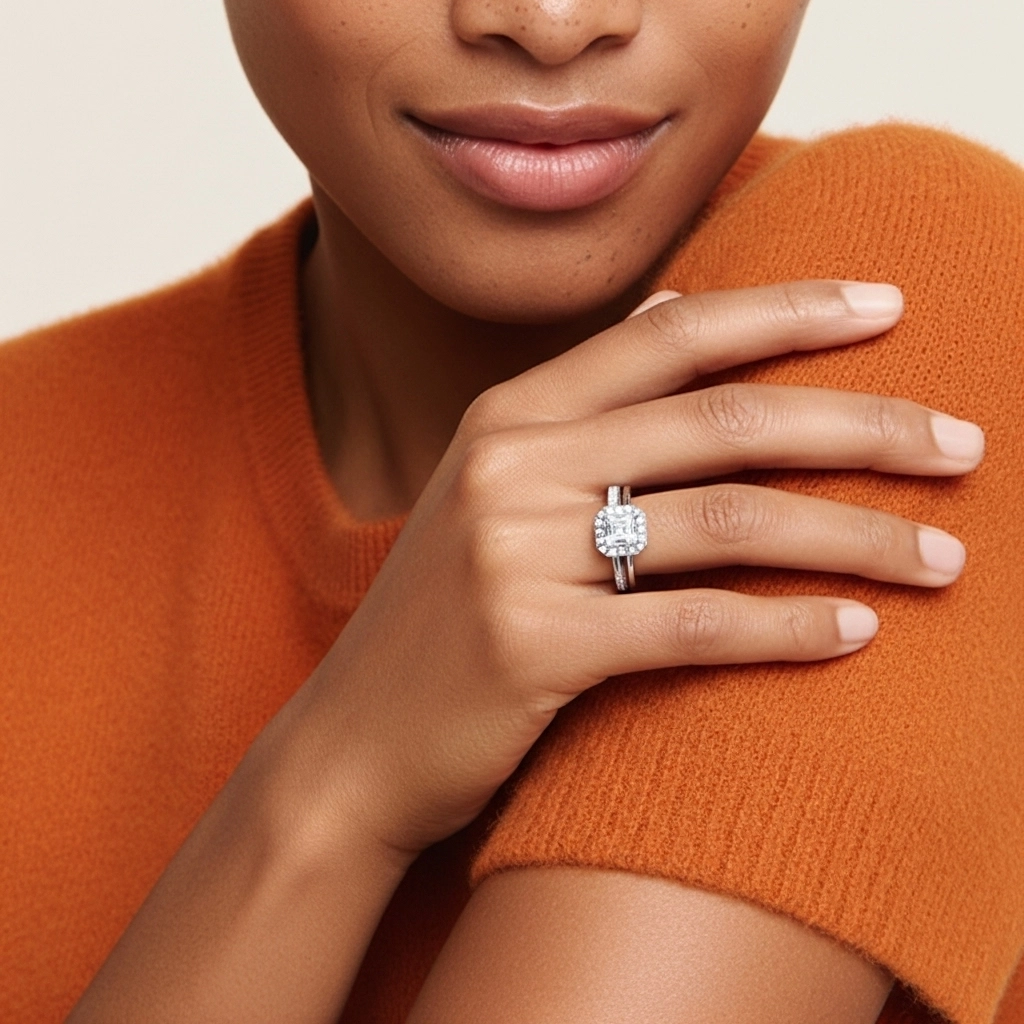 Antique Asscher 1.00ct Moissanite Bridal Set