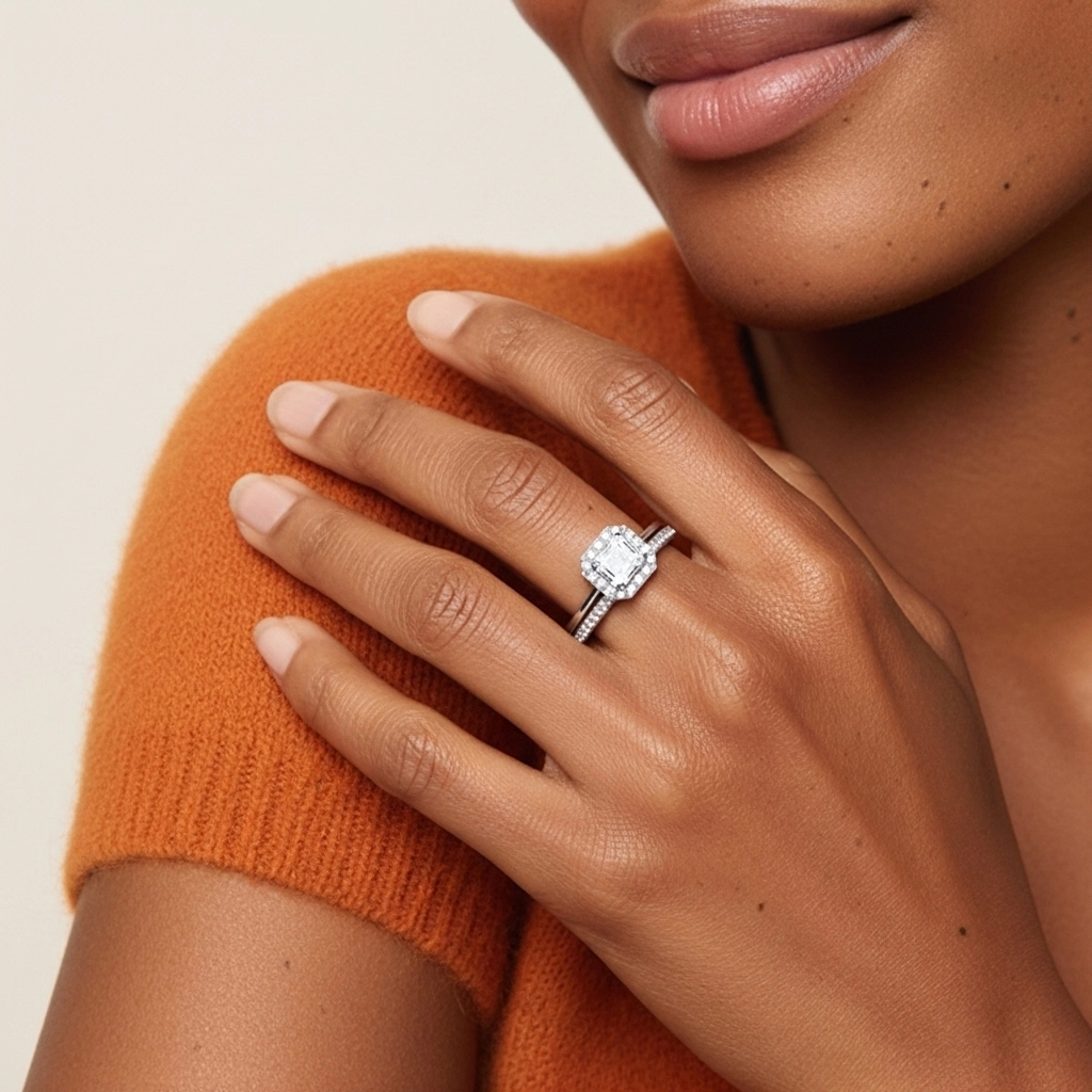 Antique Asscher 1.00ct Moissanite Bridal Set