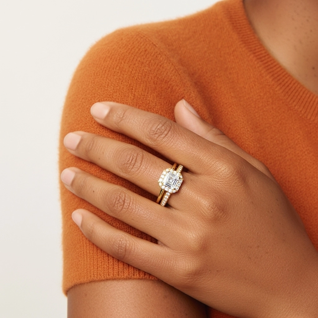 Antique Asscher 1.00ct Moissanite Bridal Set