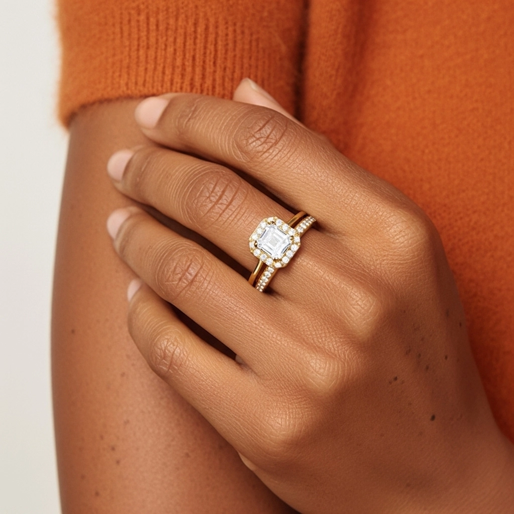 Antique Asscher 1.00ct Moissanite Bridal Set