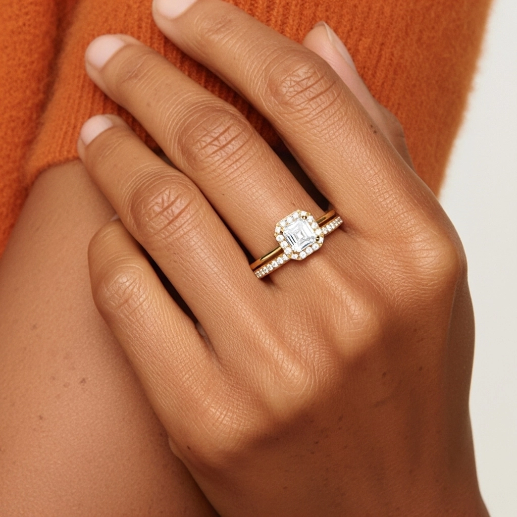 Antique Asscher 1.00ct Moissanite Bridal Set