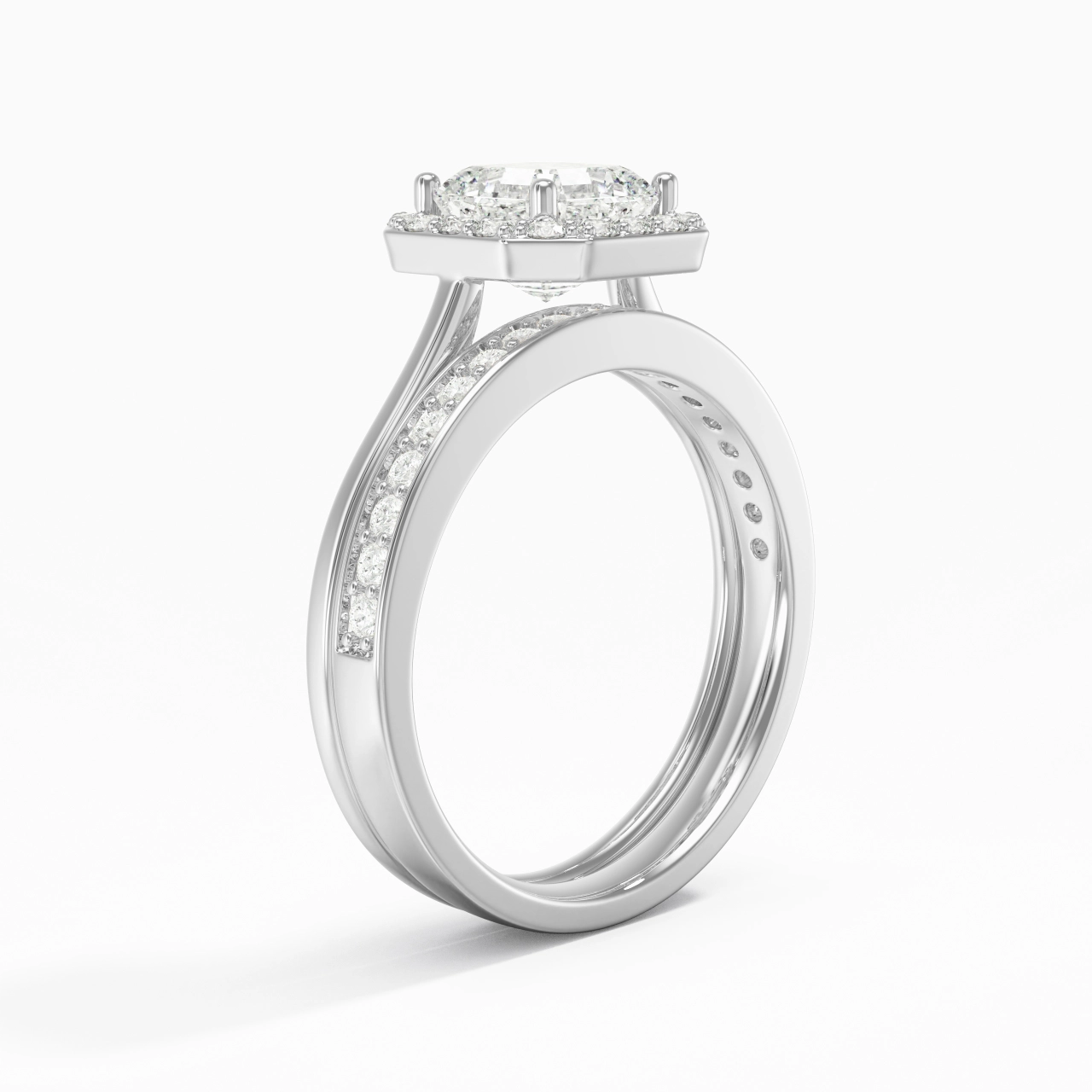 Antique Asscher 1.00ct Moissanite Bridal Set