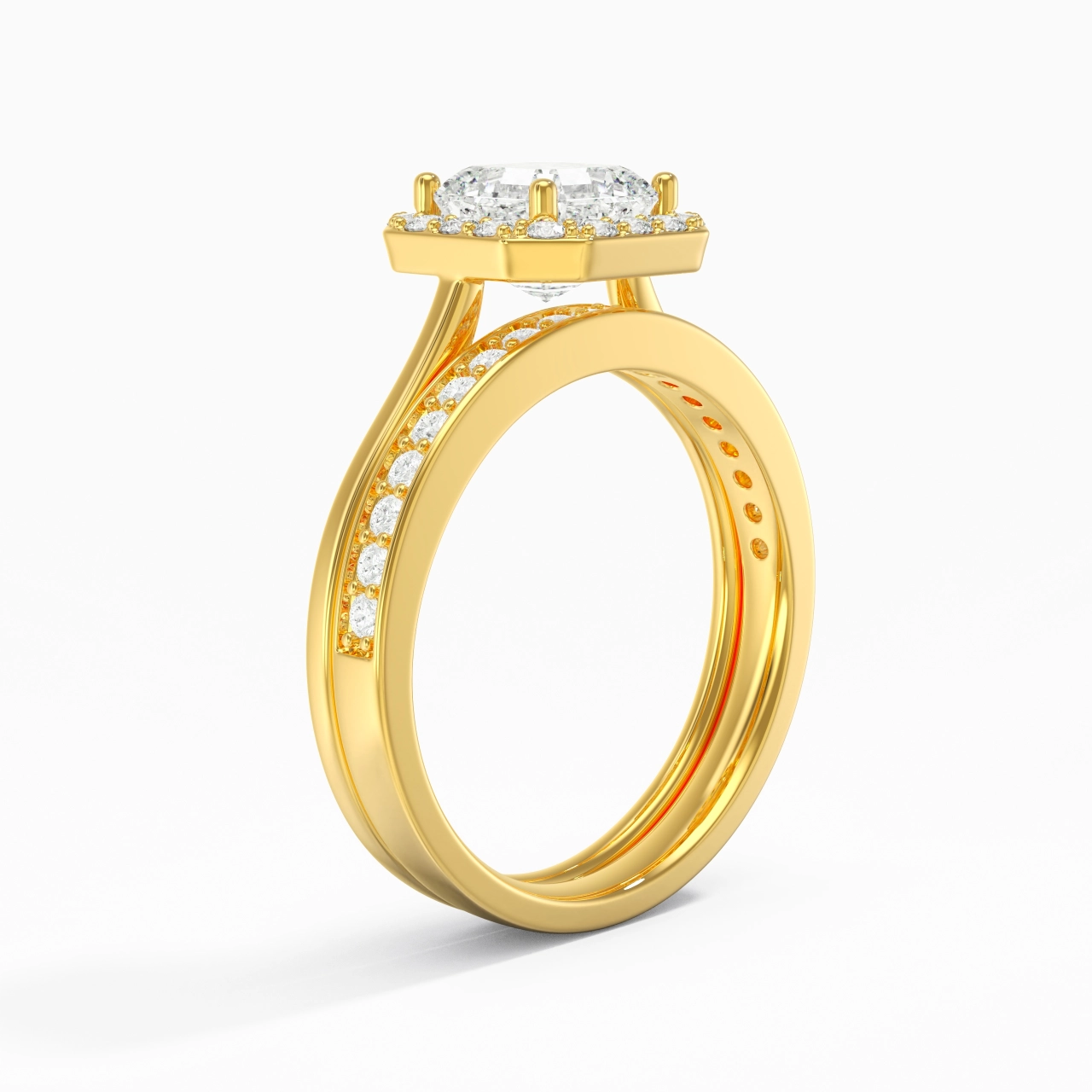 Antique Asscher 1.00ct Moissanite Bridal Set