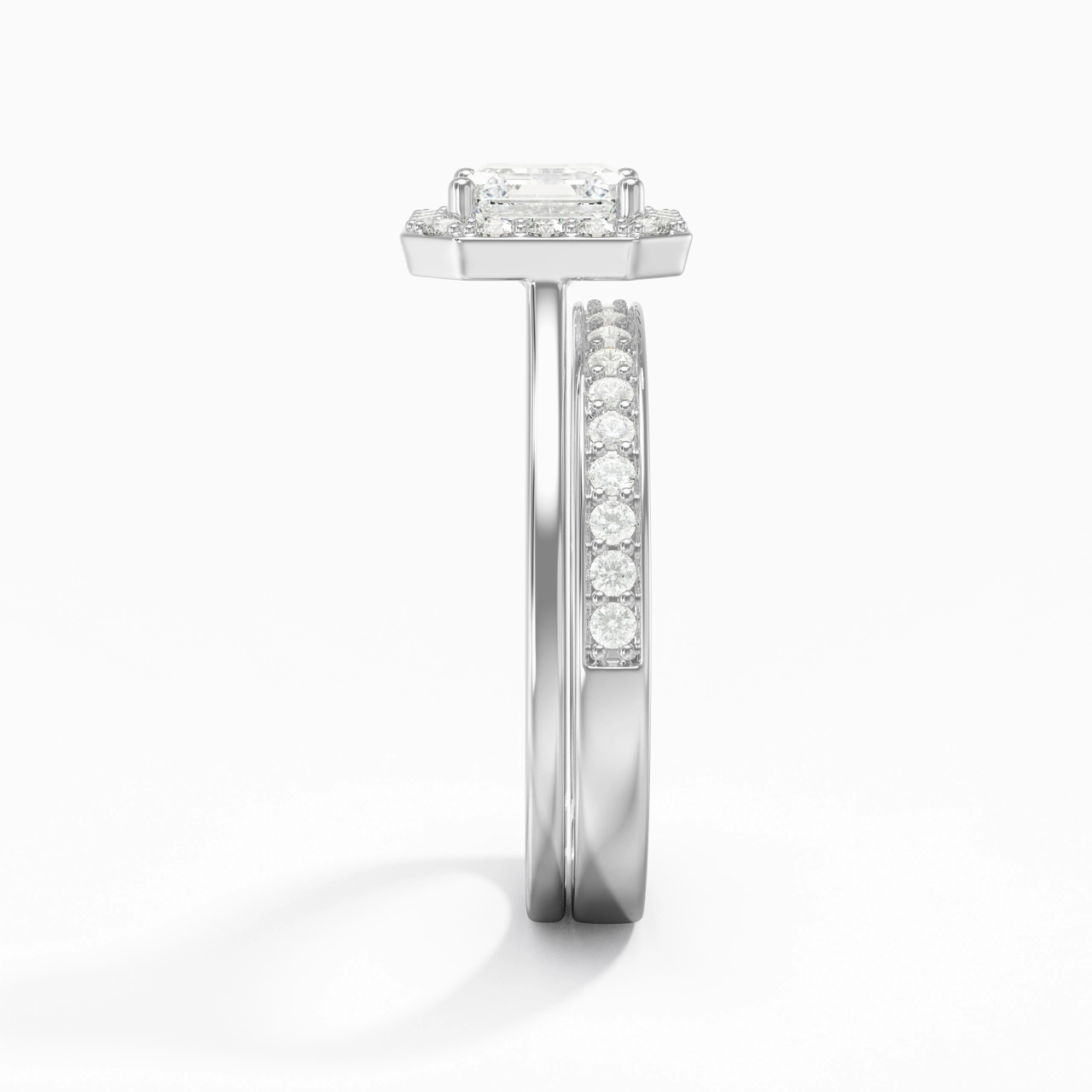 Antique Asscher 1.00ct Moissanite Bridal Set