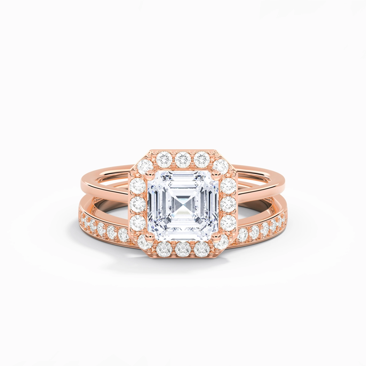 Antique Asscher 2.00ct Moissanite Bridal Set