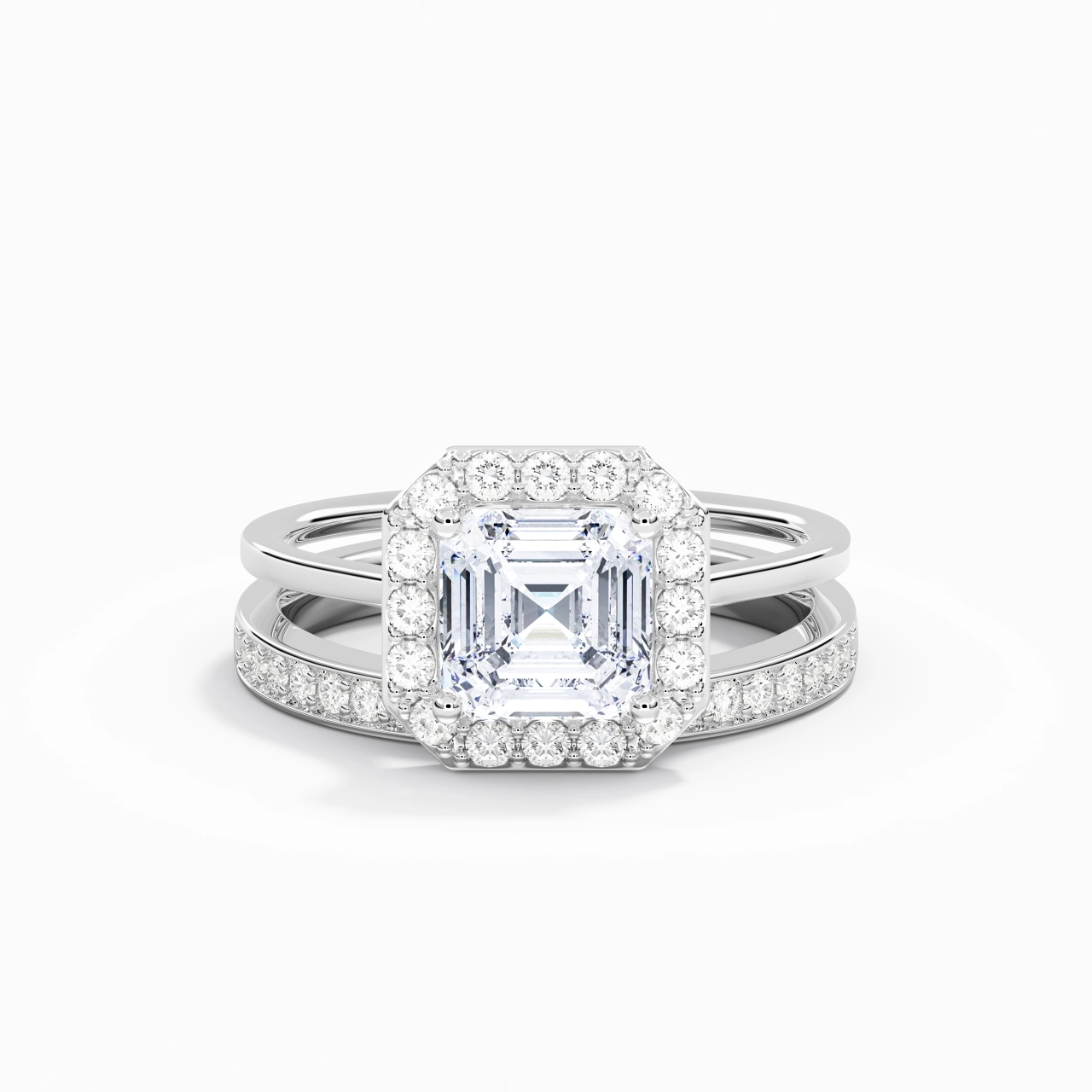 Antique Asscher 2.00ct Moissanite Bridal Set