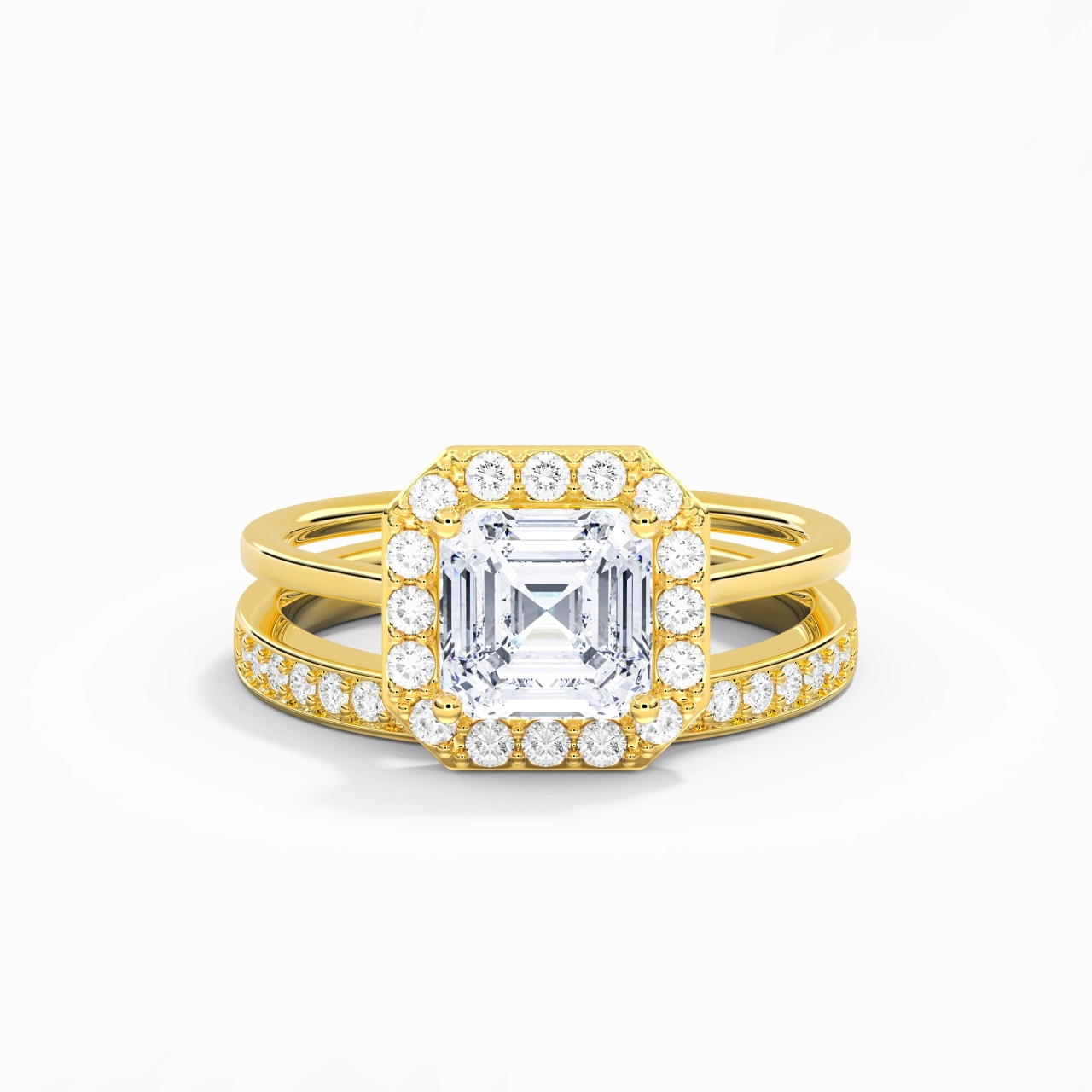 Antique Asscher 2.00ct Moissanite Bridal Set