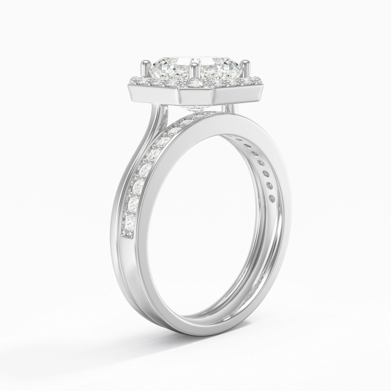 Antique Asscher 2.00ct Moissanite Bridal Set