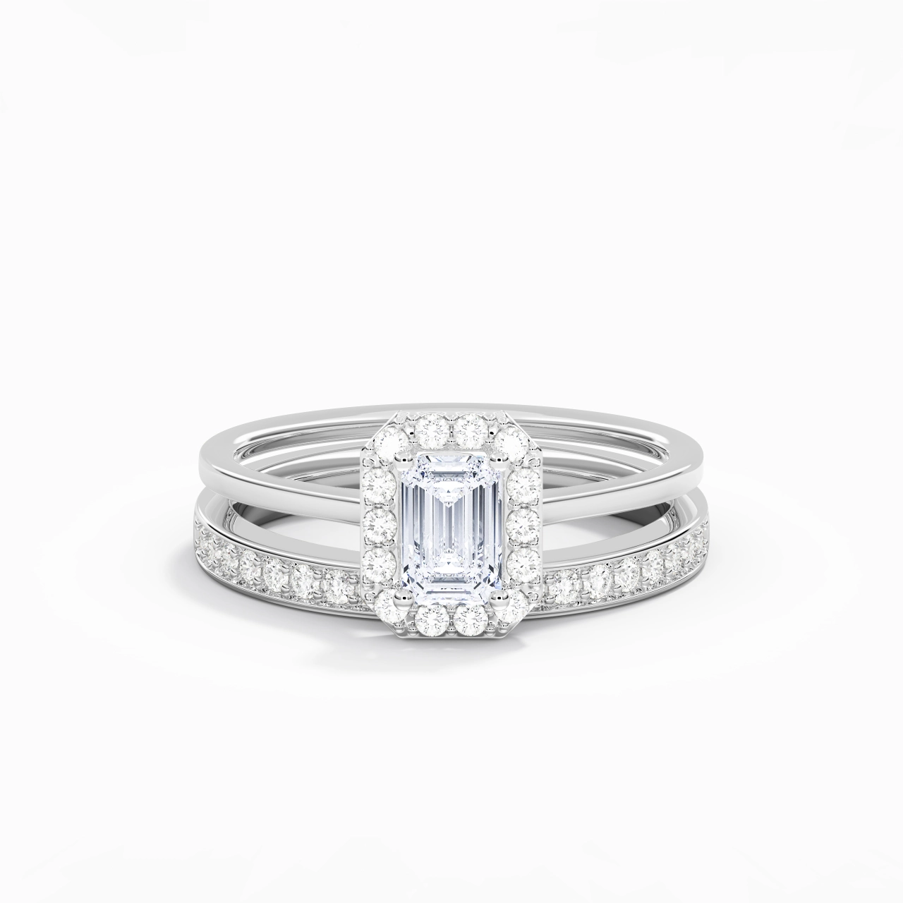 Antique Emerald 0.80ct Moissanite Bridal Set