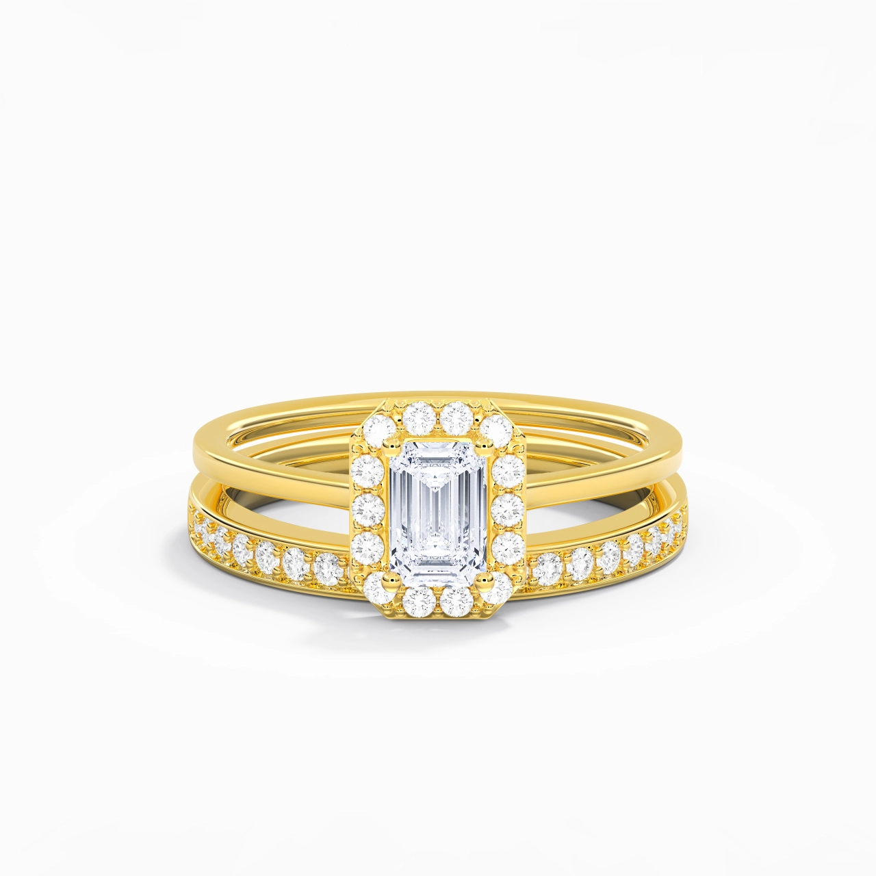 Antique Emerald 0.80ct Moissanite Bridal Set