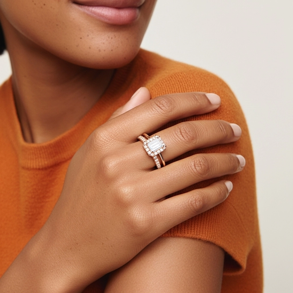 Antique Emerald 1.00ct Moissanite Bridal Set