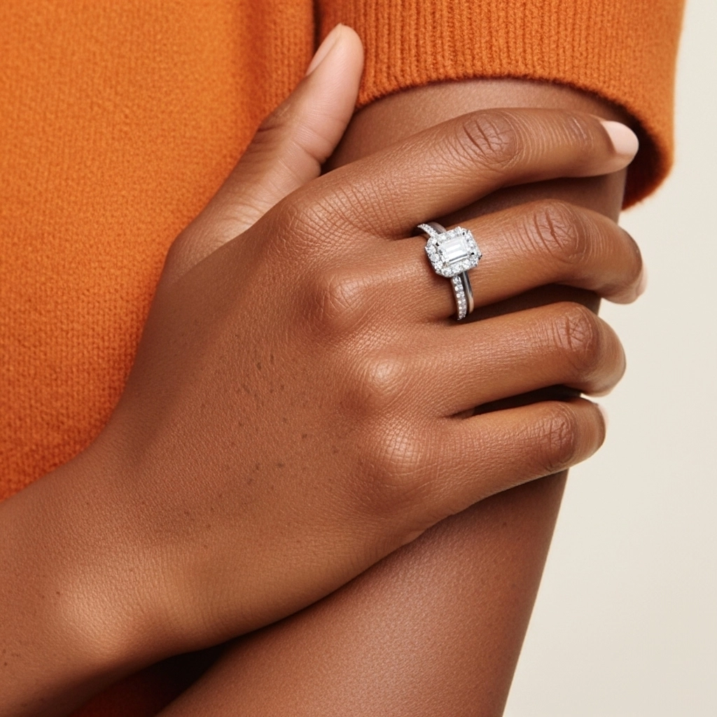 Antique Emerald 1.00ct Moissanite Bridal Set