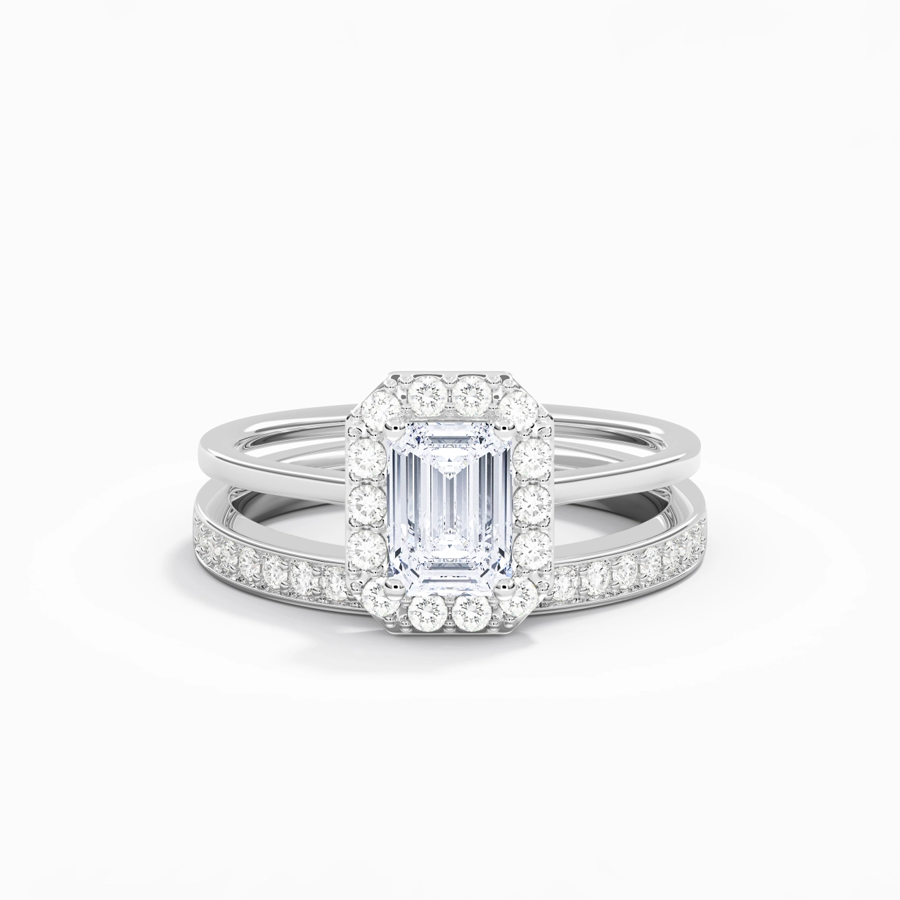 Antique Emerald 1.00ct Moissanite Bridal Set