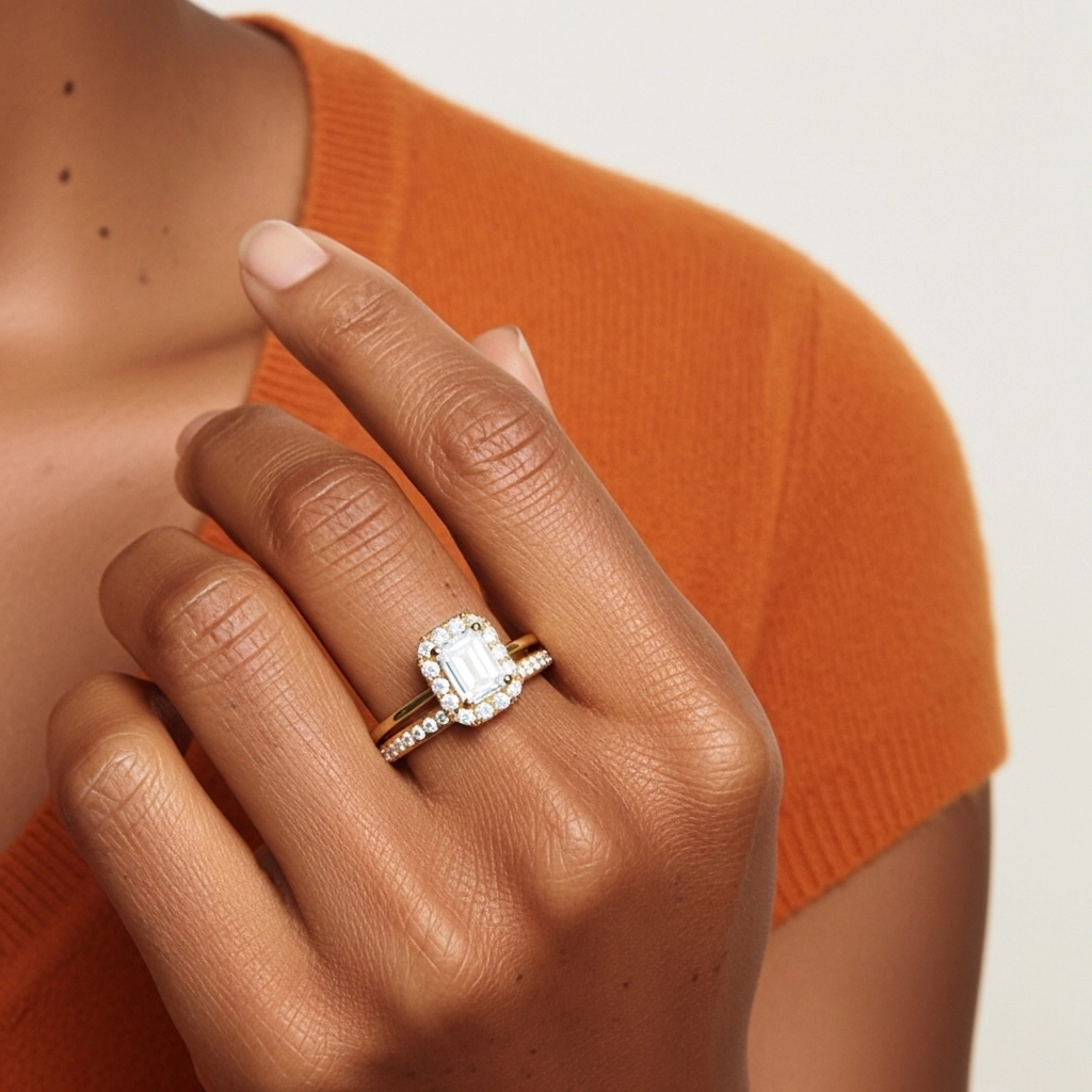 Antique Emerald 1.00ct Moissanite Bridal Set