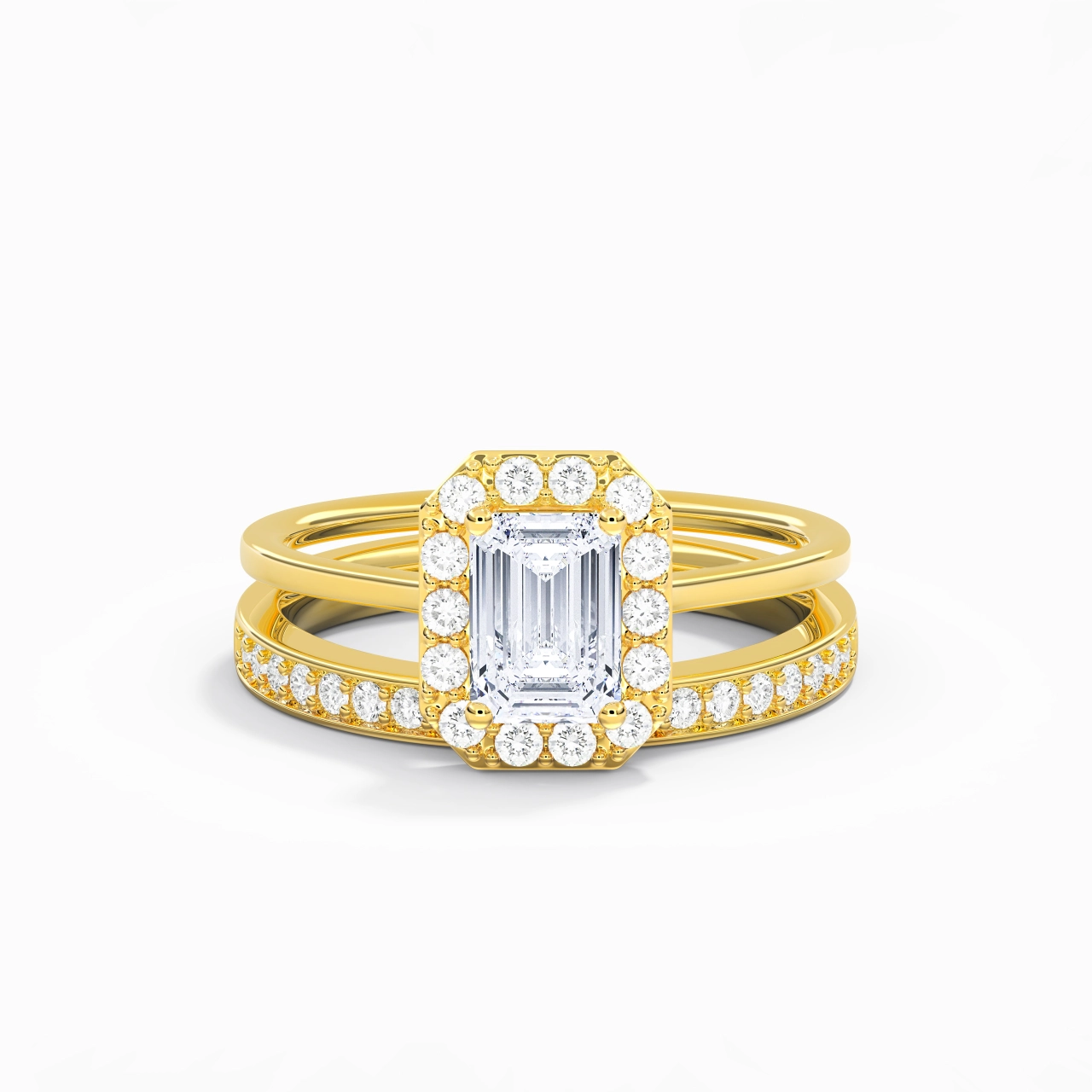 Antique Emerald 1.00ct Moissanite Bridal Set