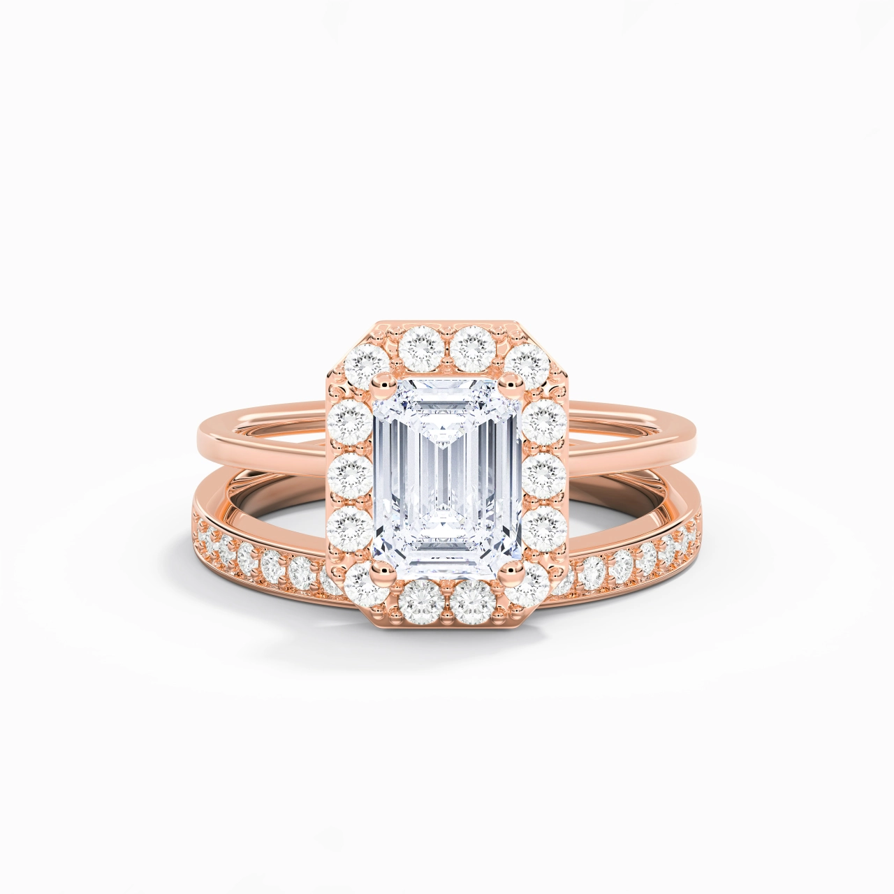 Antique Emerald 2.00ct Moissanite Bridal Set