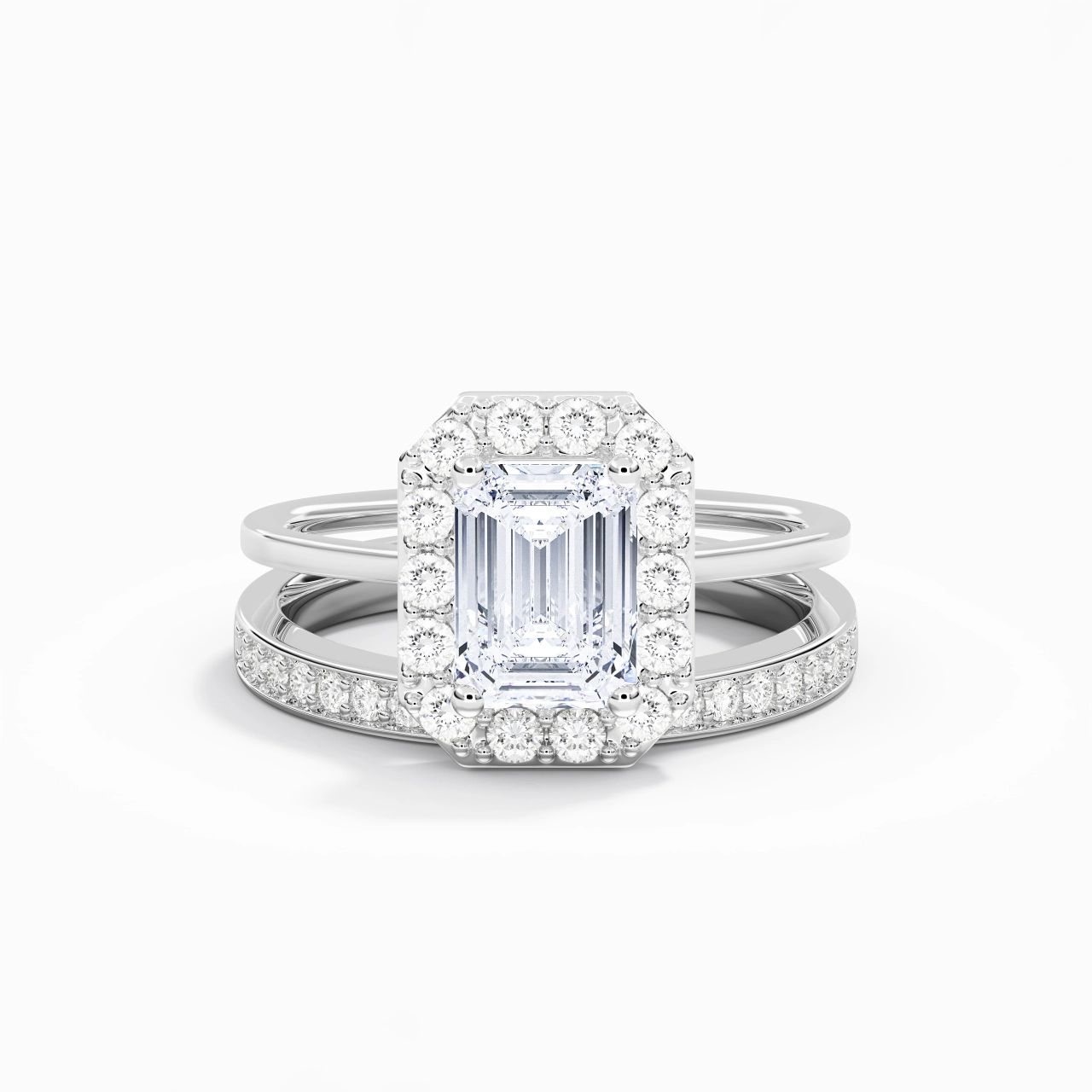 Antique Emerald 2.00ct Moissanite Bridal Set