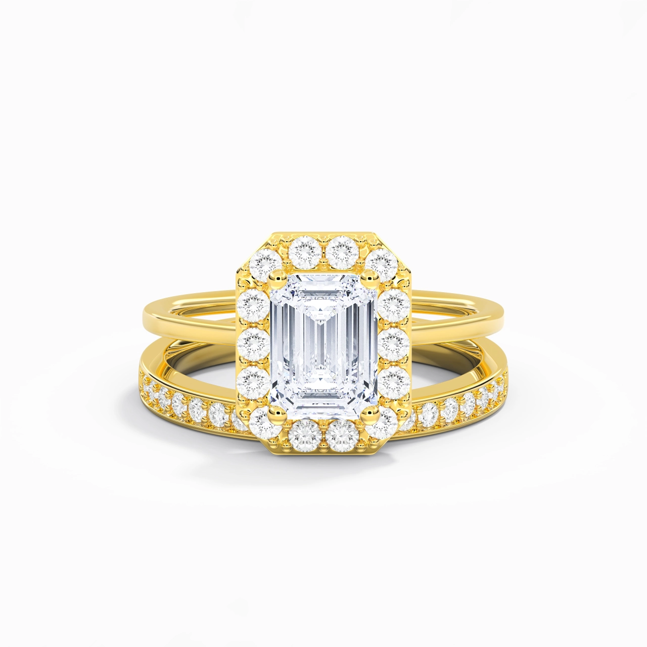 Antique Emerald 2.00ct Moissanite Bridal Set