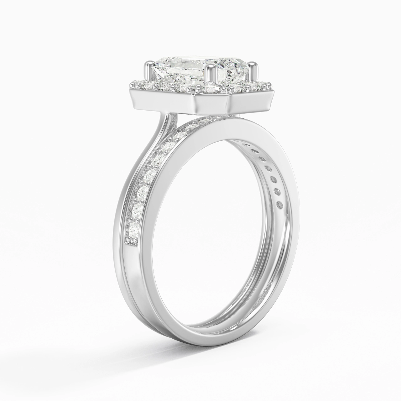 Antique Emerald 2.00ct Moissanite Bridal Set