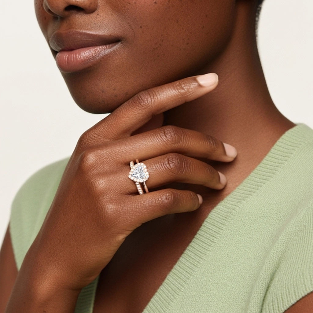 Antique Heart 1.00ct Moissanite Bridal Set