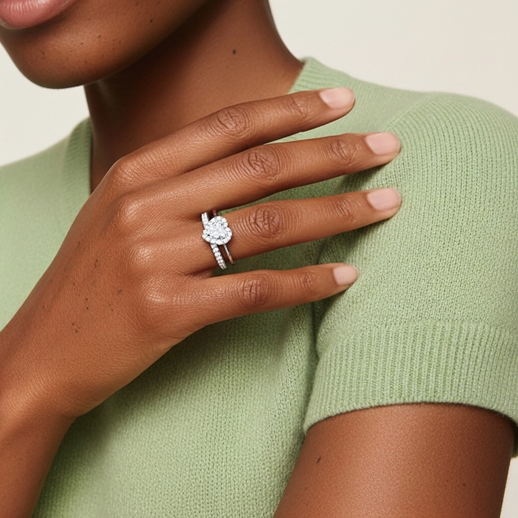 Antique Heart 1.00ct Moissanite Bridal Set