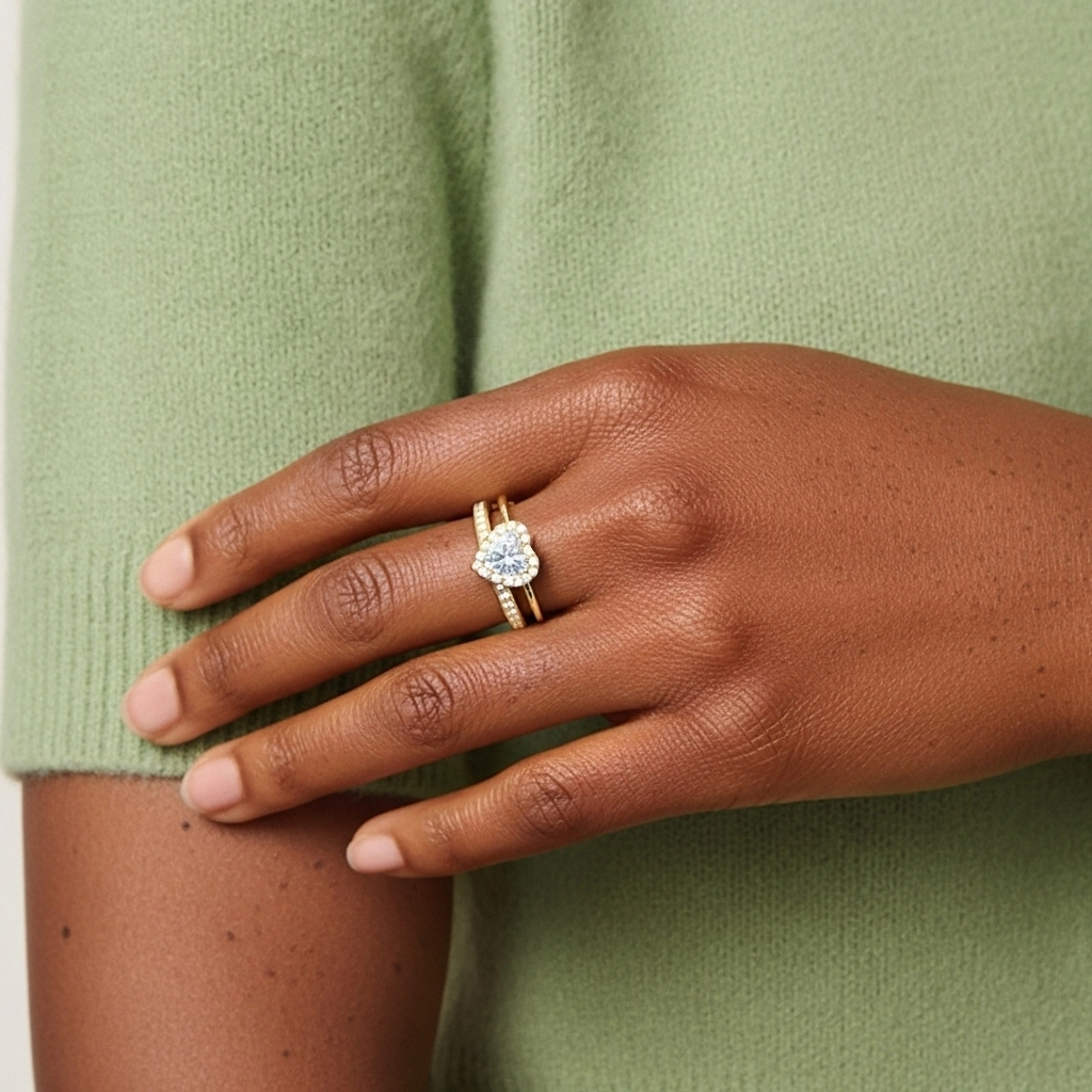 Antique Heart 1.00ct Moissanite Bridal Set