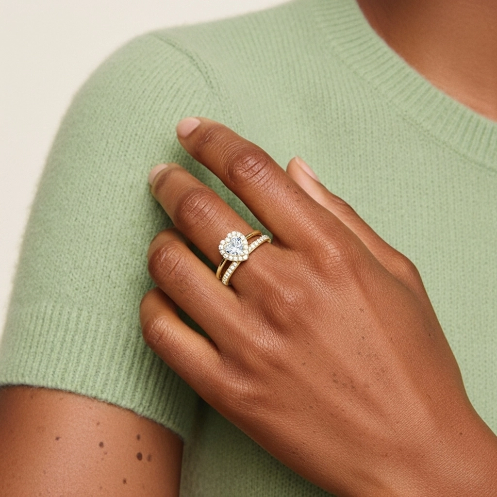 Antique Heart 1.00ct Moissanite Bridal Set