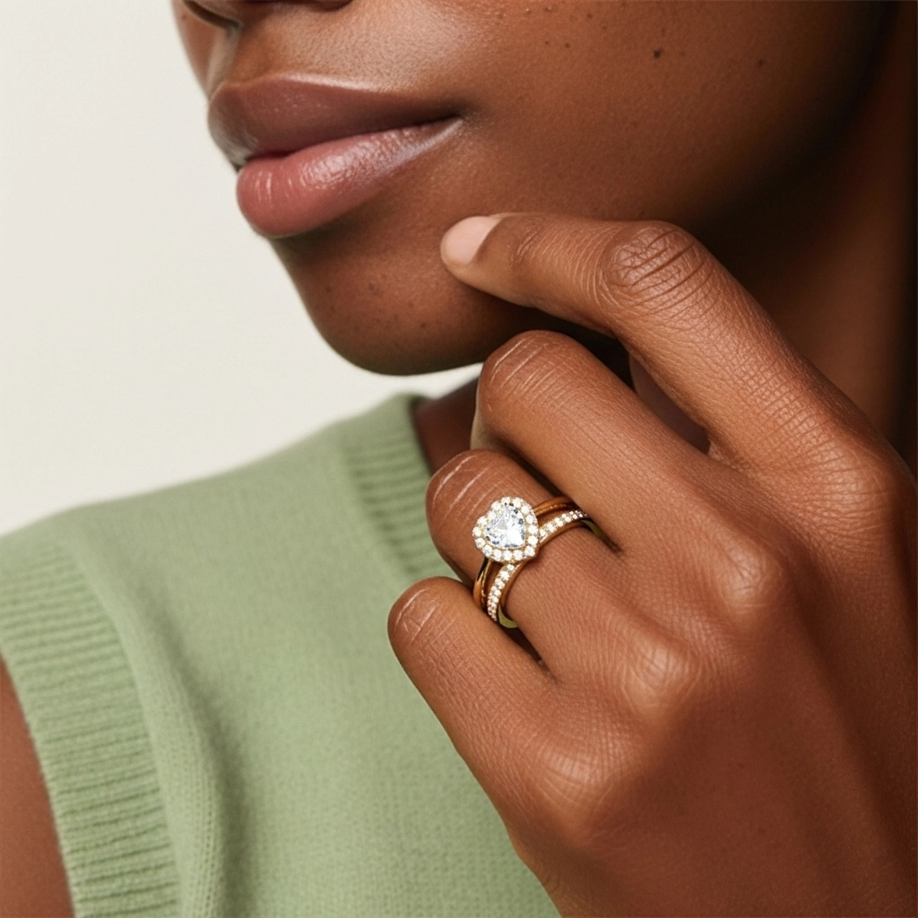 Antique Heart 1.00ct Moissanite Bridal Set