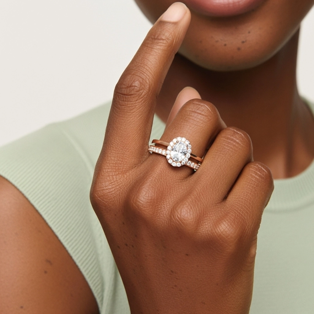 Antique Oval 1.00ct Moissanite Bridal Set