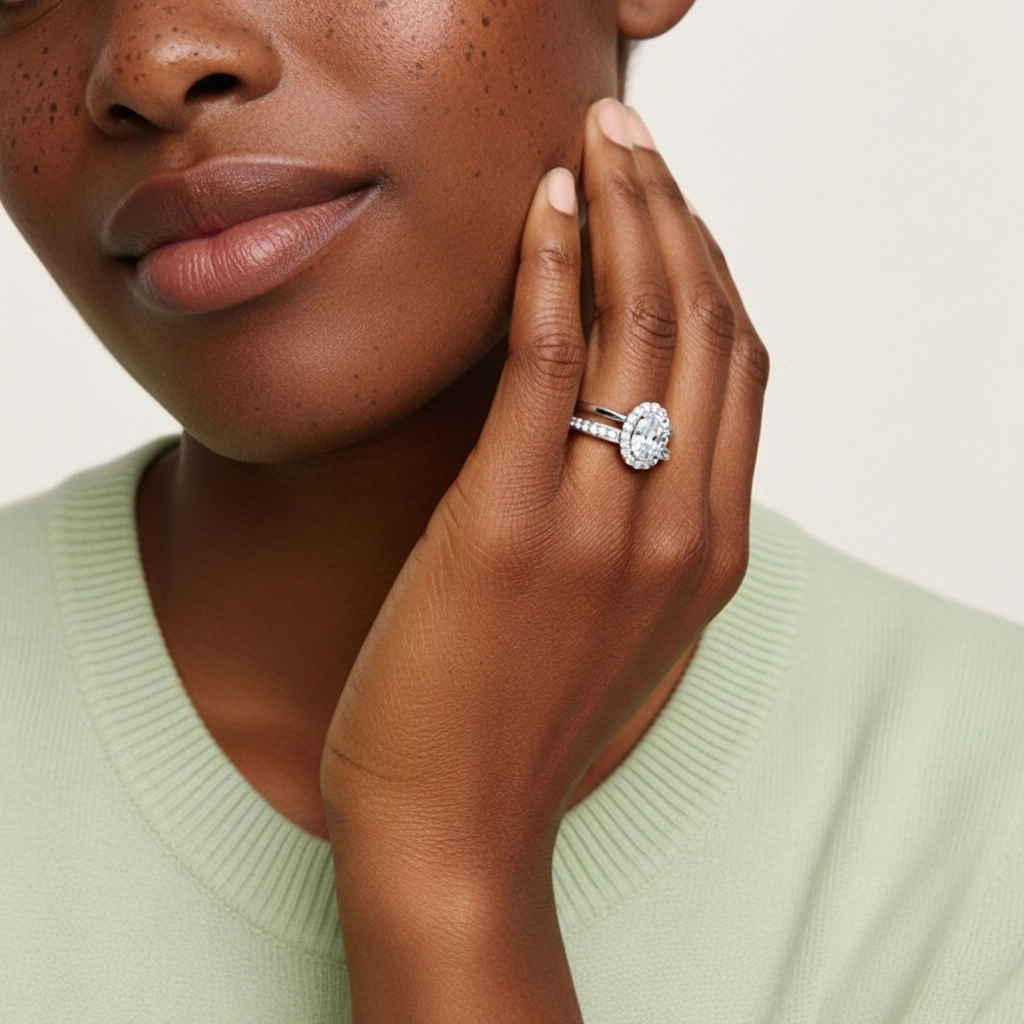 Antique Oval 1.00ct Moissanite Bridal Set