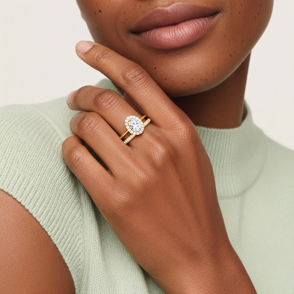 Antique Oval 1.00ct Moissanite Bridal Set