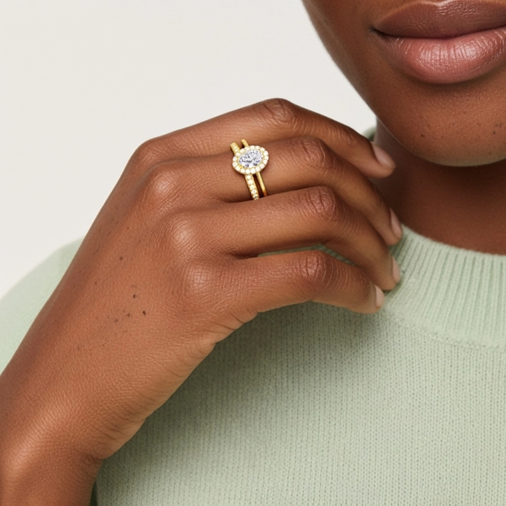 Antique Oval 1.00ct Moissanite Bridal Set