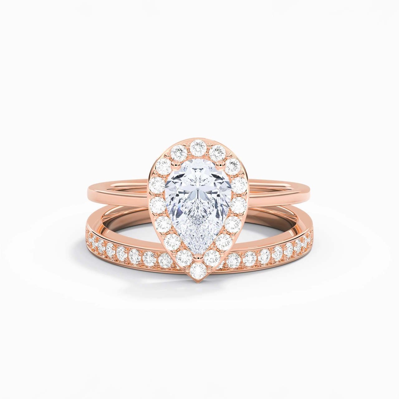 Antique Pear 1.50ct Moissanite Bridal Set