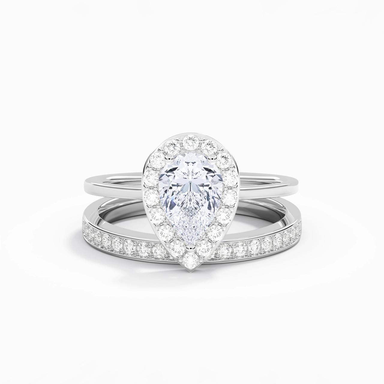 Antique Pear 1.50ct Moissanite Bridal Set