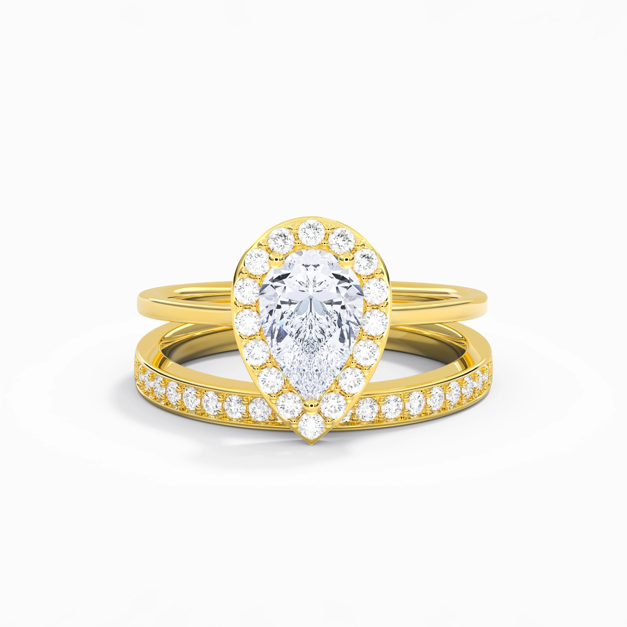 Antique Pear 1.50ct Moissanite Bridal Set