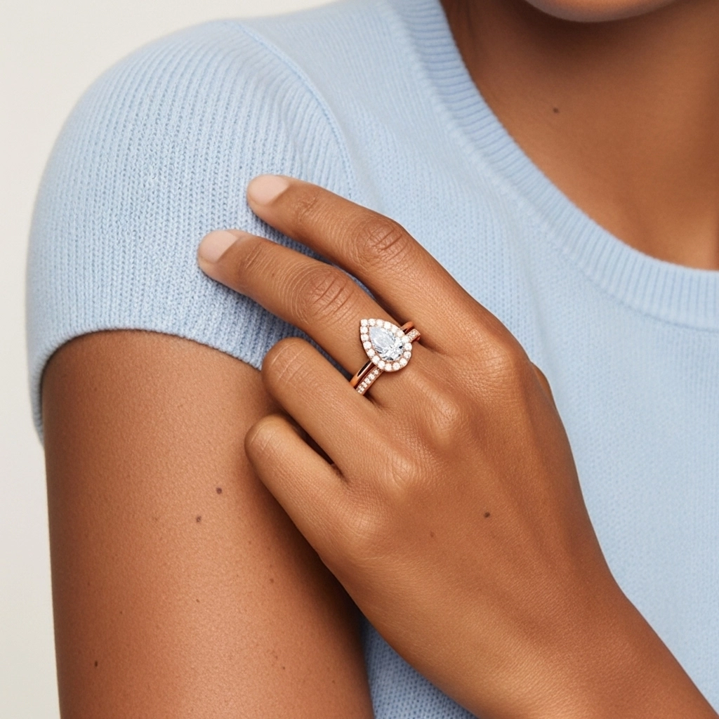 Antique Pear 1.00ct Moissanite Bridal Set