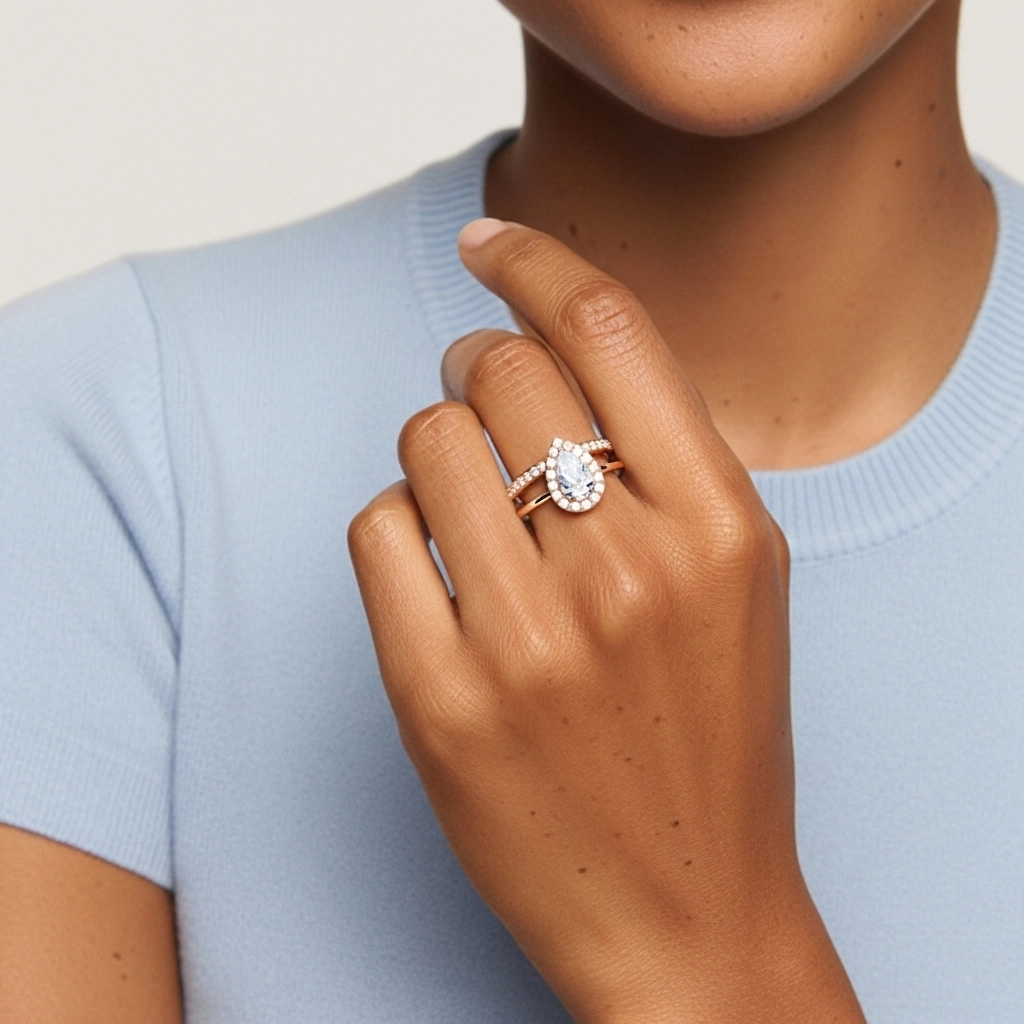 Antique Pear 1.00ct Moissanite Bridal Set