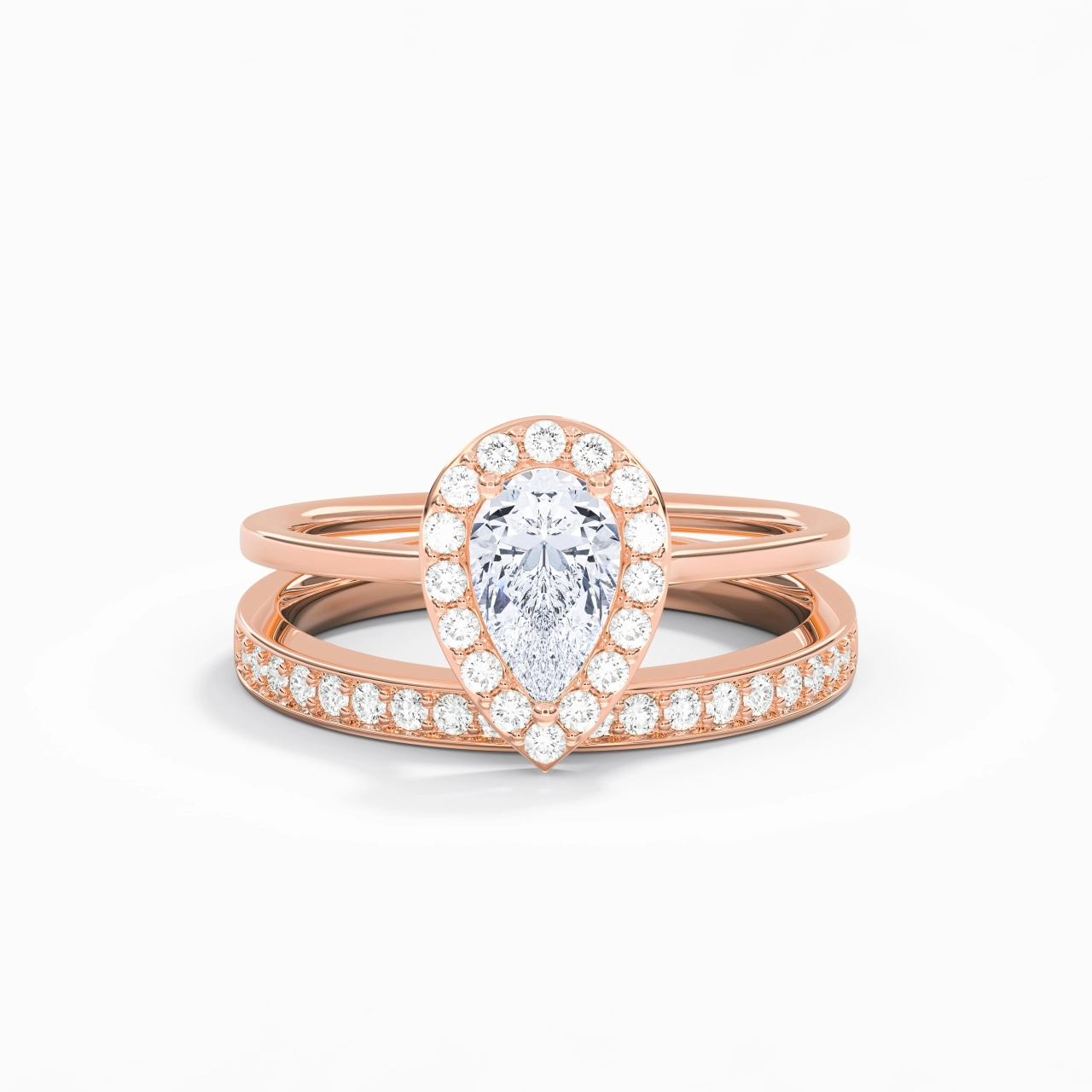 Antique Pear 1.00ct Moissanite Bridal Set