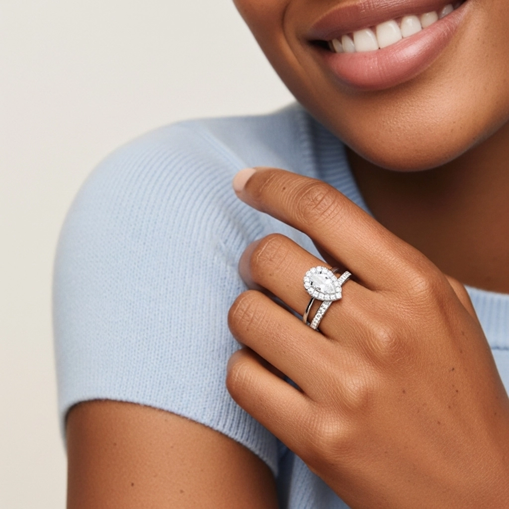 Antique Pear 1.00ct Moissanite Bridal Set