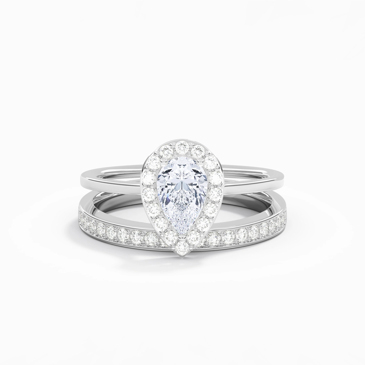 Antique Pear 1.00ct Moissanite Bridal Set