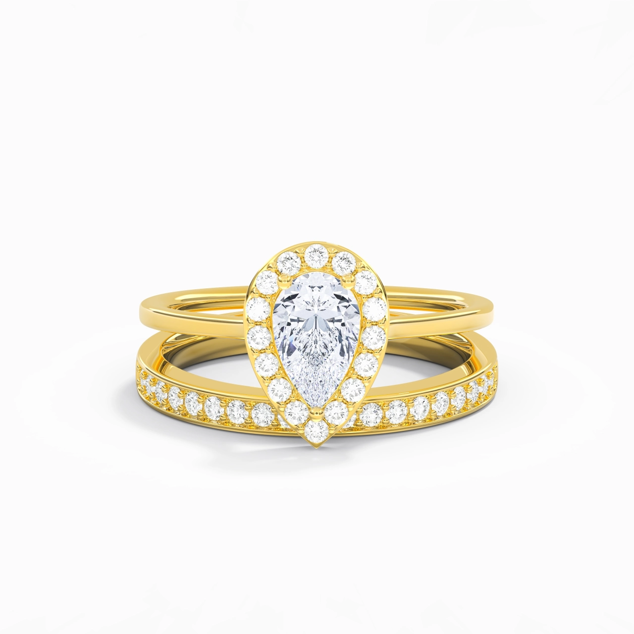 Antique Pear 1.00ct Moissanite Bridal Set