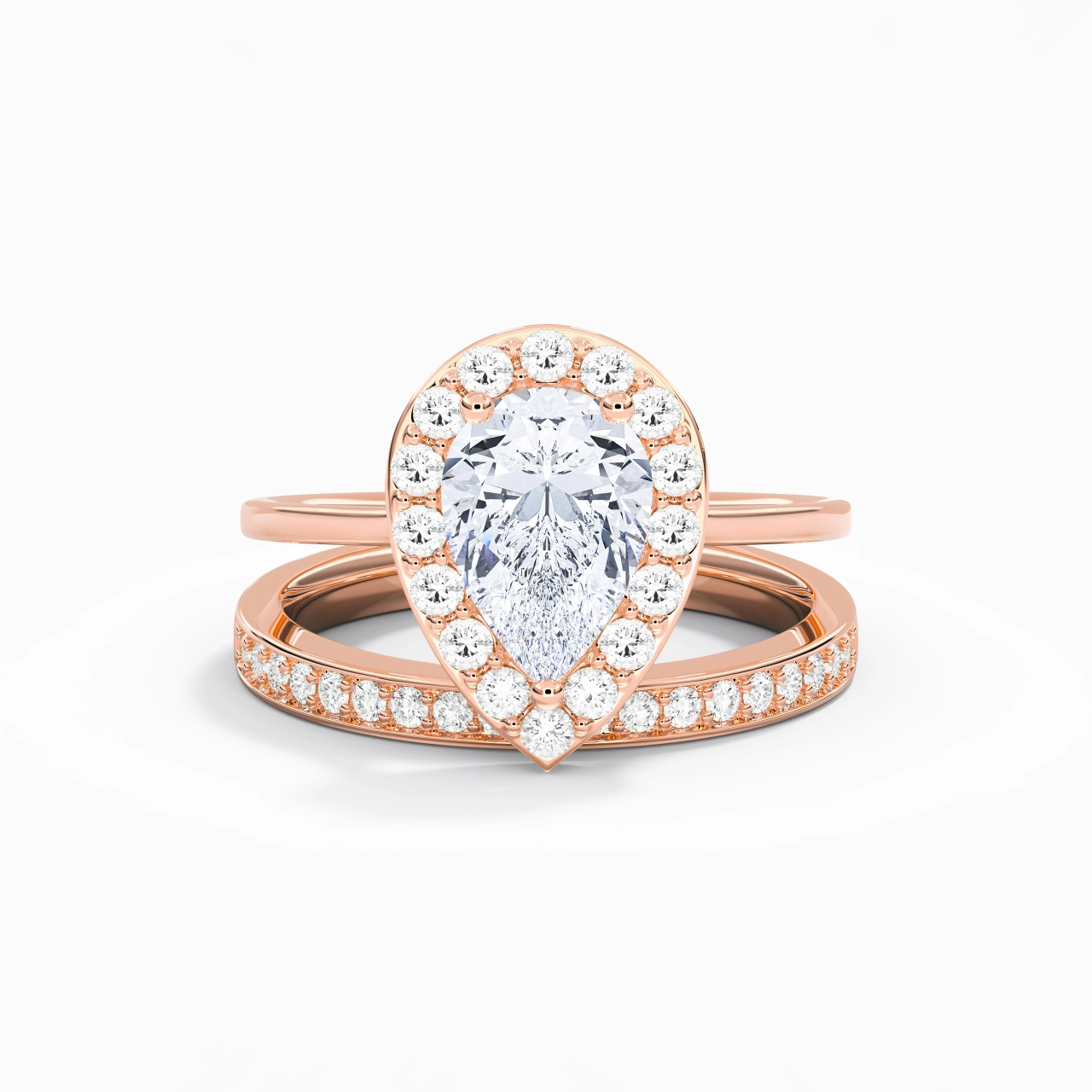 Antique Pear 2.00ct Moissanite Bridal Set