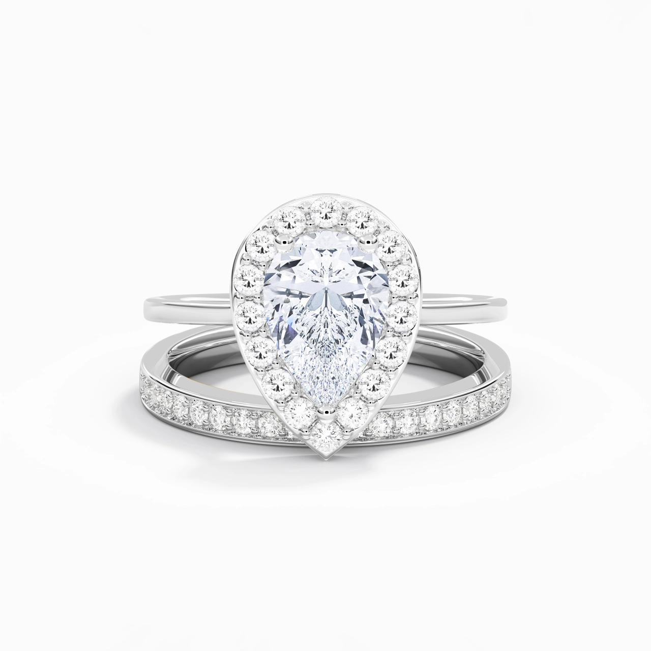 Antique Pear 2.00ct Moissanite Bridal Set