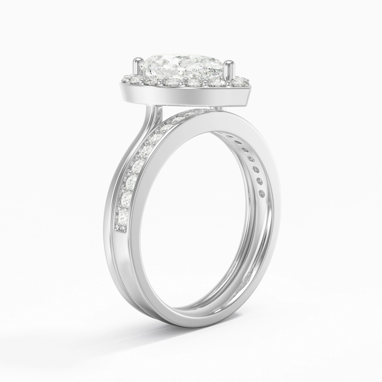 Antique Pear 2.00ct Moissanite Bridal Set