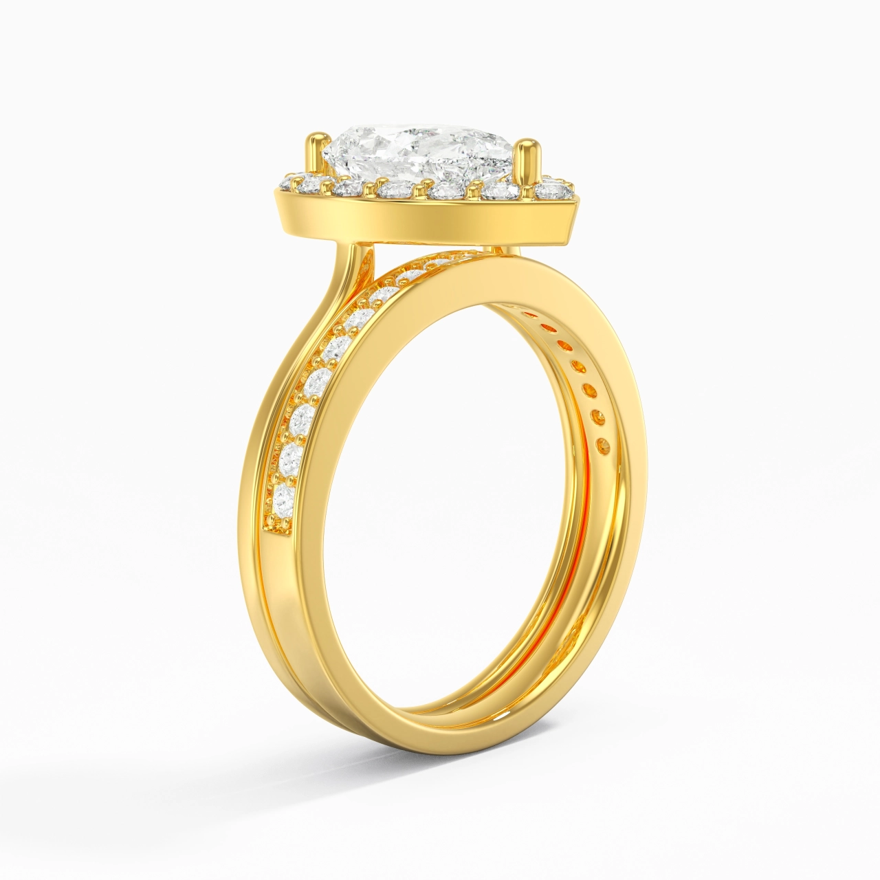 Antique Pear 2.00ct Moissanite Bridal Set