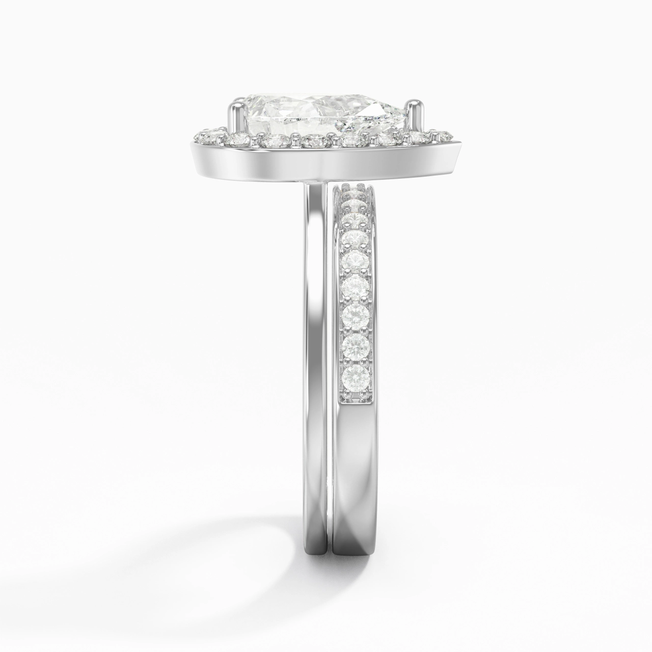 Antique Pear 2.00ct Moissanite Bridal Set